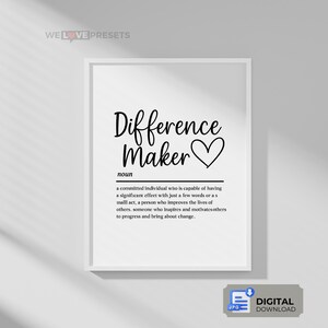 Difference Maker Definition Print: Teacher Mentor Gift (Digital Download)