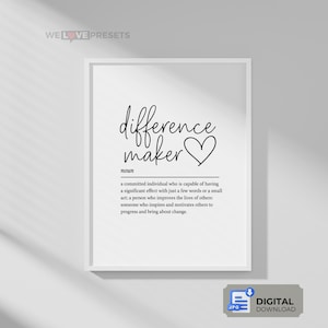 Impresión con la definición de "Marcador de la Diferencia" / Tipografía inspiradora (Descarga digital)