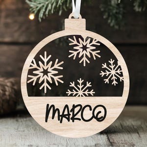 Personalized Christmas Ornaments - Custom Name Wood Xmas Tree Decor - Laser Cut Baubles - Gift Tags - Engraving - Holiday Glowforge Ornament