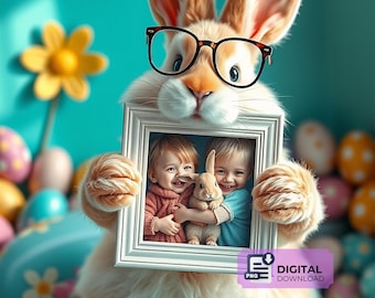 Easter Bunny Overlay | 29 PNG Photo Frames with Transparent Backgrounds