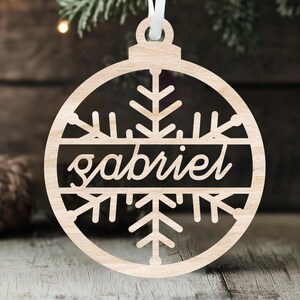 Personalized Christmas Ornaments - Custom Name Wood Xmas Tree Decor - Laser Cut Baubles - Gift Tags - Engraving - Holiday Glowforge Ornament