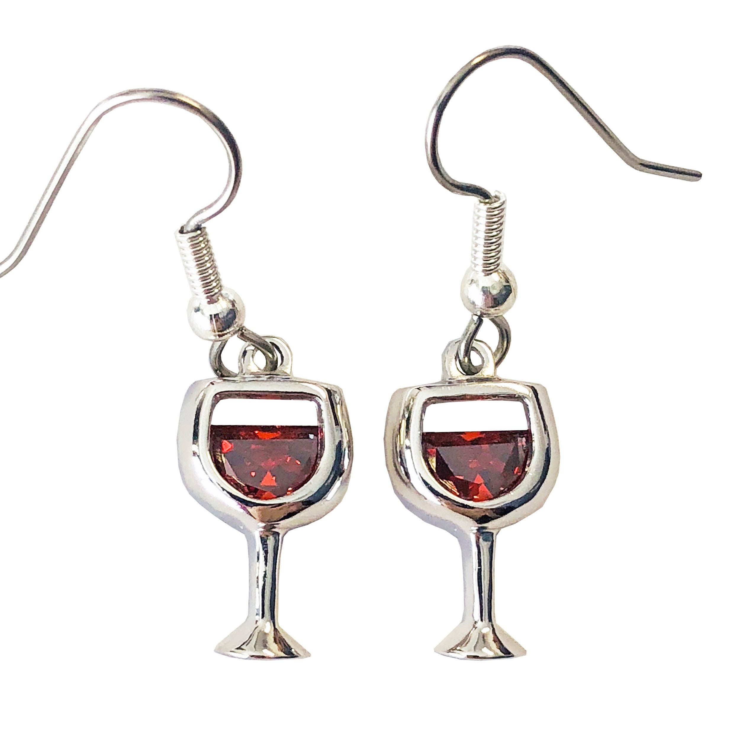 Wine Goblet Earring Crystal Color Options Sterling Silver Etsy