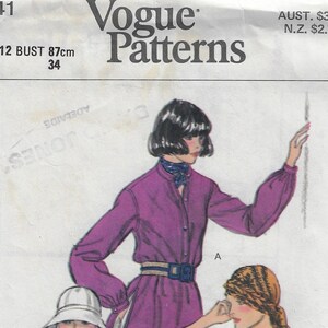 70s Vogue loose fitting shirt sewing pattern
