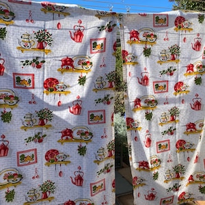 Vintage 50s Kitchen Curtains: Retro Print Cafe Curtains & Panels