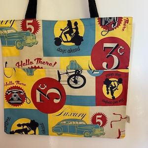 Handmade strong cotton drill shopping bag totes with inside and outside pockets