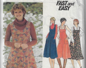 Seventies pinafore jumper dress with pockets sewing pattern