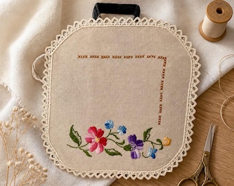 Vintage Crocheted Edge bright coloured embroidered doilies