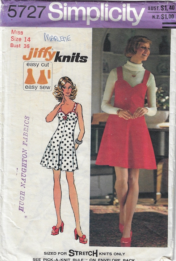 Very easy retro mini dress or jumper pinafore sewing pattern