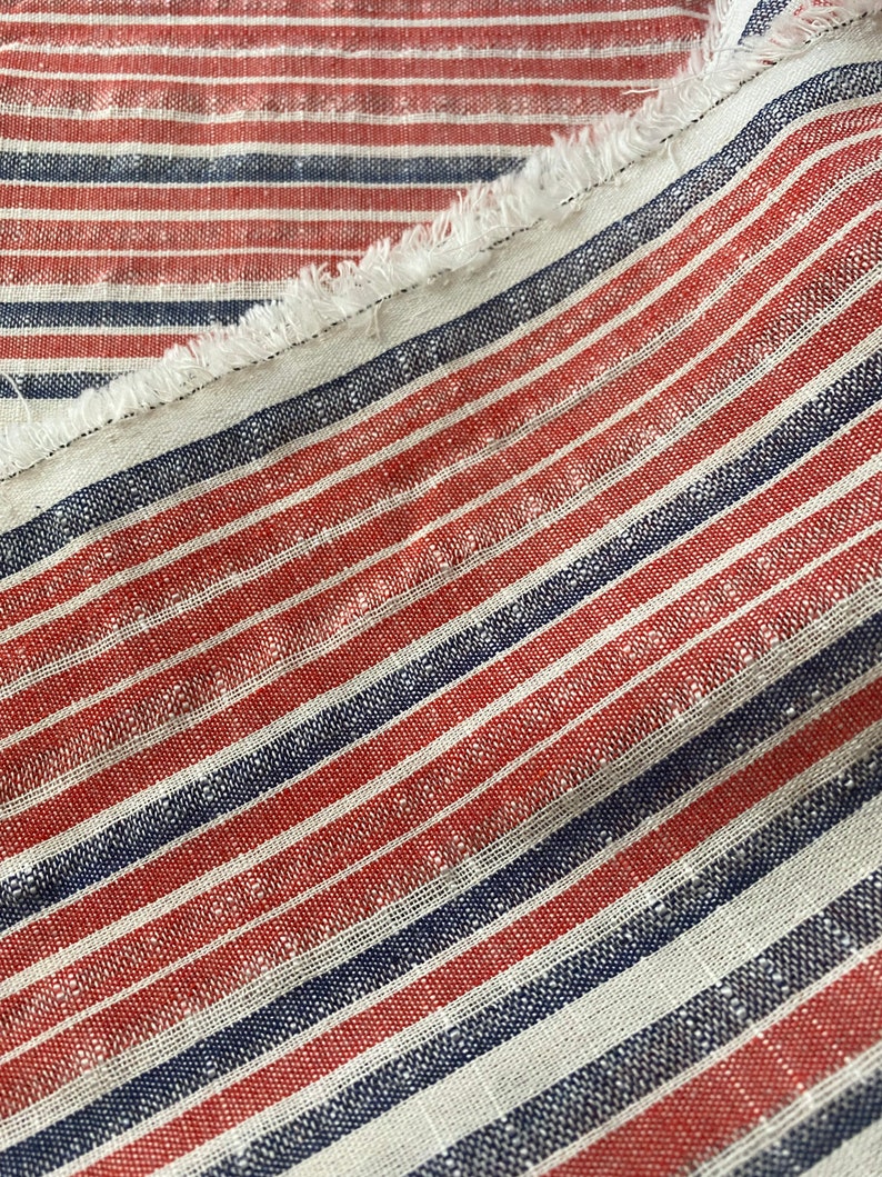 Multi Striped Linen Rayon Blend Fabric by the Yard / Linen Etsy