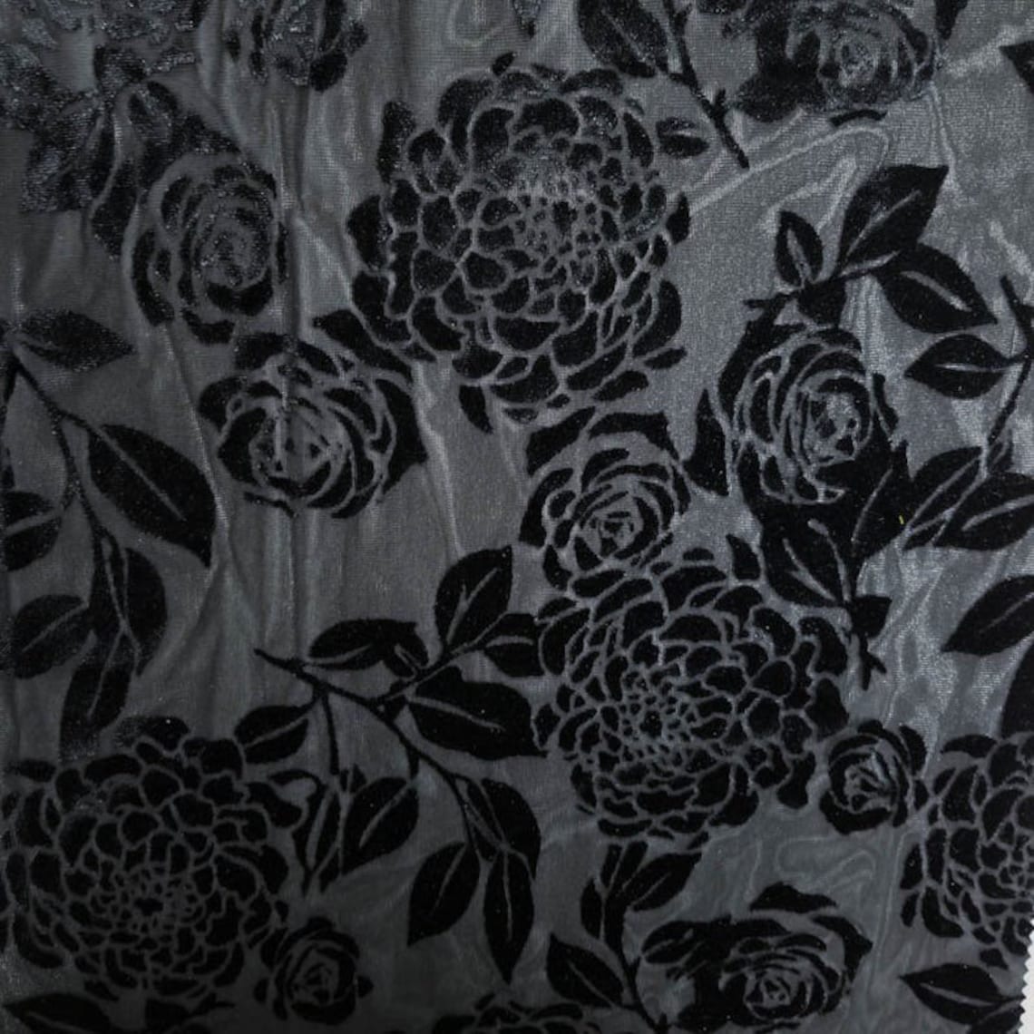 Seamless Floral Burnout Velvet Fabric by the Yard/ Black Etsy