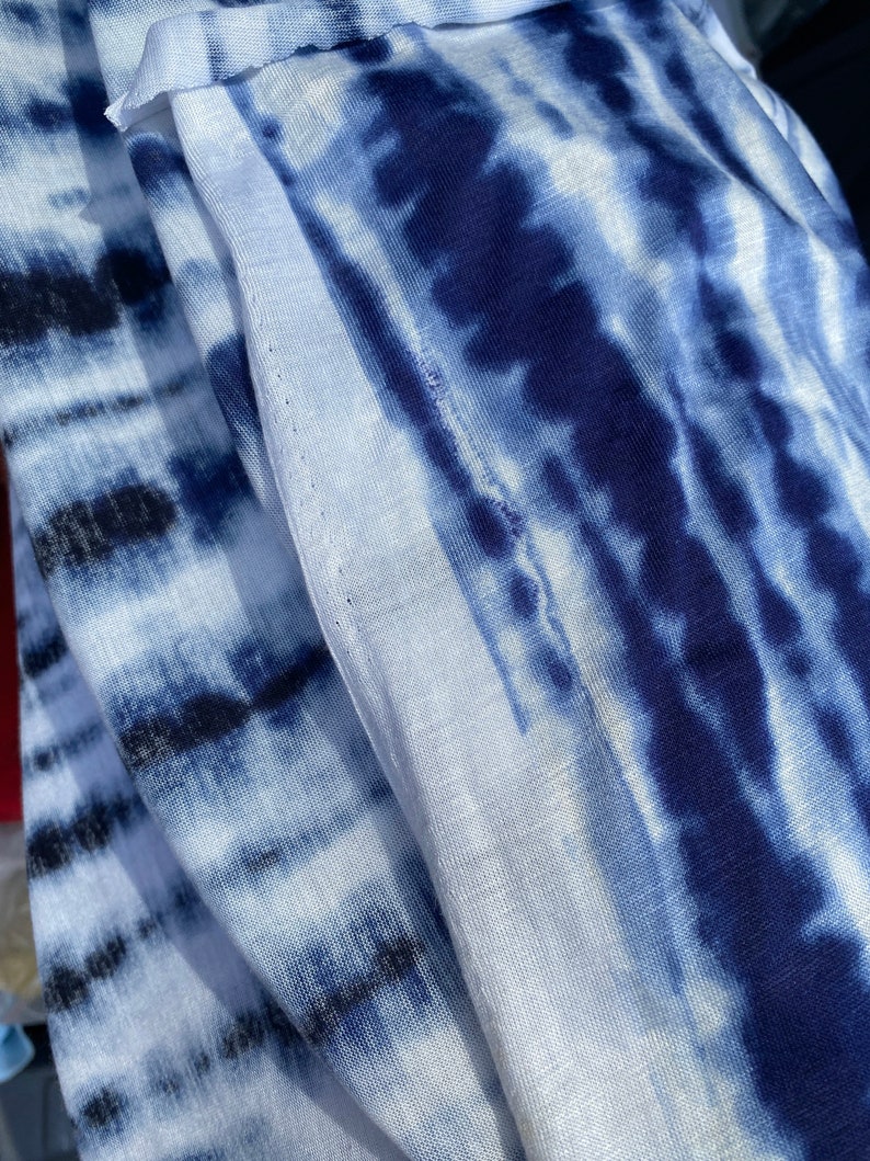 Blue Tie Dye Print Rayon Spandex Fabric by the Yard / Stretch - Etsy
