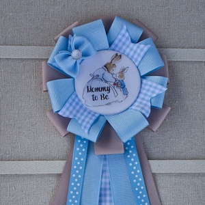 Full Sized Peter Rabbit Baby Shower Corsage, Peter Rabbit Shower, Peter Rabbit Mommy to Be Corsage, Peter Rabbit Baby Shower Pin, Shower Pin