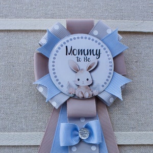 Mini Sized Bunny Rabbit Baby Shower Corsage, Bunny Shower, Baby Boy Rabbit Shower, Mommy to Be Corsage, Mommy to Be Pin, Bunny Baby Shower