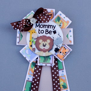 Mini Sized Safari / Jungle Mommy to Be Corsage, Safari Mommy to Be Pin, Safari Baby Shower Pin, Safari Shower Corsage, Safari Baby Shower