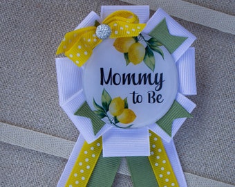 Mini Sized Lemon Baby Shower Corsage, Sweet Little One Baby Shower Pin, Sweet Little One Lemon Baby Shower, Lemon Shower, Sweet Little One