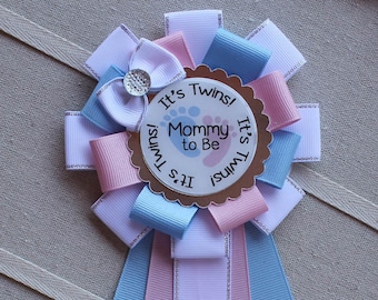 Twins Mommy to Be Corsage, Mommy to Be Pin, Baby Shower Corsage, Baby Shower Pin, Twins Baby Shower, Shower favor, Gender Reveal Party Pin