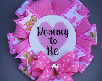 Pink Mommy to Be Pin, Pink Mommy to Be Corsage, Pink Baby Shower Pin, Pink Baby Shower Corsage, Mini Shower Pin, Baby Girl Shower Pin