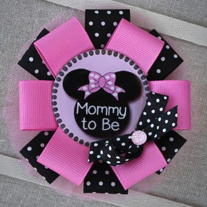 Minnie Mouse Mommy to Be Corsage, Minnie Mouse Mommy to Be Pin, Minnie Mouse Baby Shower Corsage, Minnie Mouse themed baby shower pin