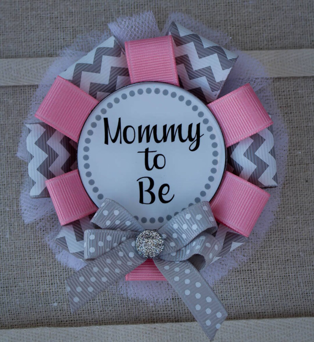 Mommy to Be Corsage, Mommy to Be Pin, Pink and Gray Mommy Corsage, Pink ...