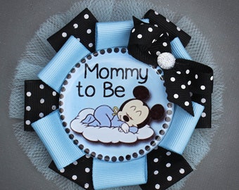 Mickey Mouse Mommy to Be Pin, Mickey Mommy to Be Corsage, Mickey Mouse Baby Shower, Baby Boy Shower, Baby Shower Pin, Baby Shower Corsage