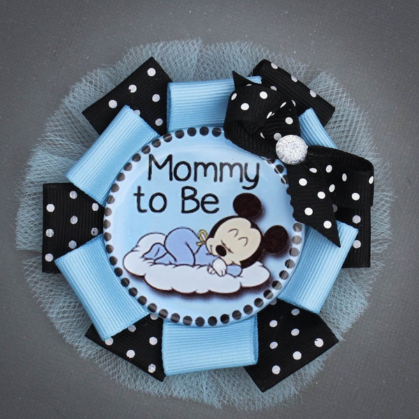 Mickey Mouse Mommy to Be Pin, Mickey Mommy to Be Corsage, Mickey Mouse Baby Shower, Baby Boy Shower, Baby Shower Pin, Baby Shower Corsage