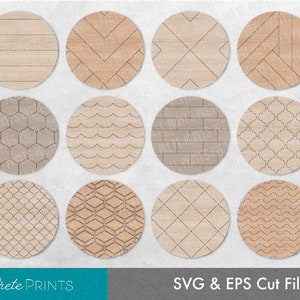 Wzór SVG na okrągłym pokładzie - Wzór wycinany laserowo, Glowforge SVG, Glowforge Laser Cut SVG, Wzór wycinany laserowo z drewna, koło Glowforge SVG