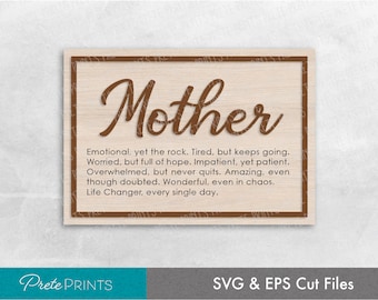 Mother's Day Sign svg - Wood sign 10x7, Mothers Day Laser Cut File, Glowforge svg, Mothers day quote svg, Mothers Day Gift