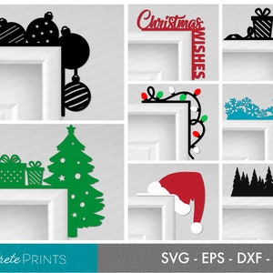 Christmas Door Trim Bundle - Door Corner, Christmas SVG, Snowman Sign SVG, Christmas Laser cut, Glowforge SVG, Holiday Door Decor, Santa hat