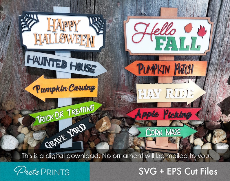 Halloween Fall Directional Sign Halloween Sign SVG Hello - Etsy