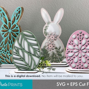 Lapin de Pâques svg pour glowforge - Pâques plateau à plusieurs niveaux SVG, SVG de Pâques Glowforge, Pâques Laser Cut svg, lapin en bois découpé au Laser, glowforge svg
