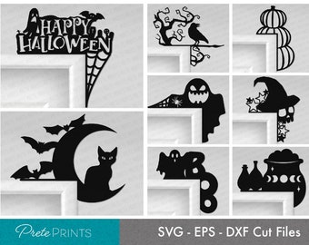 Halloween Door Trim Bundle 3 - Door Corners, Halloween SVG, Spider web Sign SVG, Halloween Laser cut, Glowforge SVG, Halloween Door Decor