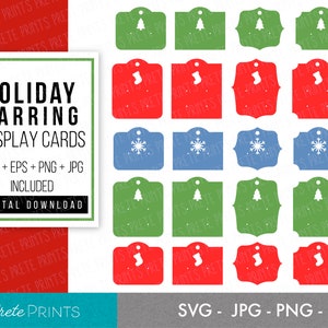 Holiday Earrings Display Cards - Earring Cards svg, Cricut card Cut File, Earring card Cut Files, Cricut Earring card Pattern, Christmas