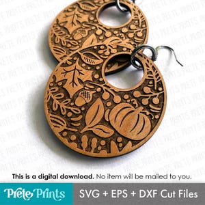 Pumpkin and Leaves Earring SVG Bundle - Digital Download, Glowforge Earring SVG, Laser Cut Earring File, Earring SVG File, Fall svg Earrings