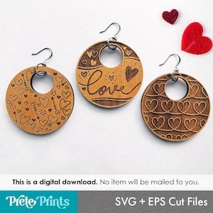 Valentijnsdag patroon oorbellen SVG - digitale download, lasergesneden oorbelbestanden, oorbel SVG-bestand, oorbellen lasergraveren
