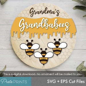 Grandbabees SVG-Zeichen - Muttertags-Svg-Zeichen, Geschenk für Oma, Bienen-Zeichen-Svg, Bienenstock-Familie SVG-Datei, unser Bienenstock Laser-Schnittdatei, Omas Haus