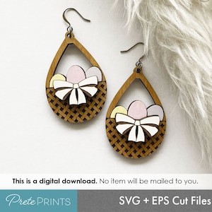 Orecchini cesto di Pasqua SVG - Download digitale, orecchini Glowforge SVG, file di orecchini tagliati al laser, file SVG di orecchini