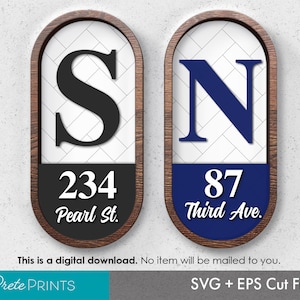 Home Address Sign SVG - Digitale download, huisnummerbord, Laser Cut File, Home Decor Glowforge File, Address Plaque svg