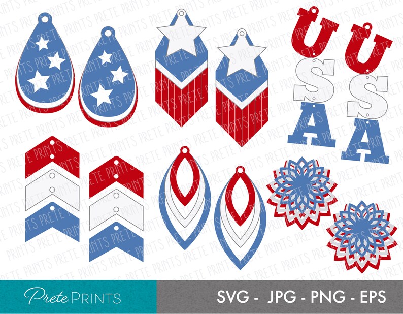 4th of July Earrings SVG Bundle Independence Day SVG - Etsy