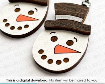 Snowman Earring SVG - Digital Download, Earring Template SVG, Laser Cut Earring File, Earring SVG File, Holiday svg Earrings, Christmas svg