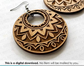 Mandala Hoop Design 2 Earring Bundle - Digital Download, Laser Cut Earring File, Earring SVG template, Mandala SVG Design