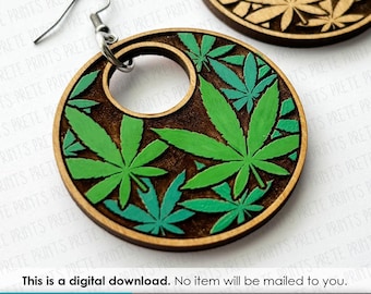 Marijuana Leaf Earring SVG - Laser Cut Earring Files, Digital Download