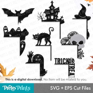 Halloween Door Trim Bundle 2 - Door Corners, Halloween SVG, Spider web Sign SVG, Halloween Laser cut, Glowforge SVG, Halloween Door Decor