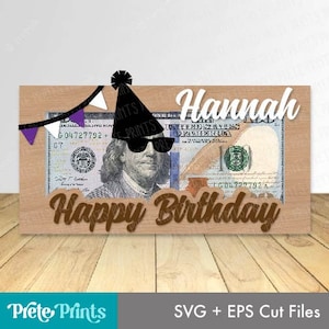 Birthday Money Holder SVG - Digital Download, Cash Holder svg, Birthday Gift svg, Happy Birthday svg, Birthday Laser Cut File