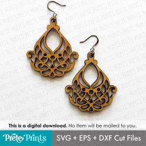 Boho Earrings D2 SVG - Digital Download, Glowforge Earring SVG, Laser Cut Earring Files, Earring SVG File, Bohemian Style Earring svg