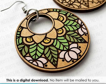 Lotus Flower Earring SVG - Laser Cut Earring Files, Digital Download