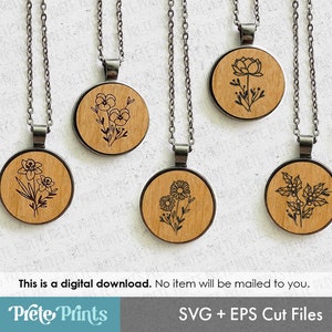 Geboortemaand bloem SVG + PNG-bundel - digitale download, Glowforge sieraden SVG, sublimatie geboortemaand ontwerp, geboortemaand boeket png