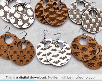 Halloween oorbellen SVG-bundel - digitale download, Glowforge Earring SVG, lasercut Earring-bestanden, Earring SVG-bestand, schattige Ghost-oorbellen