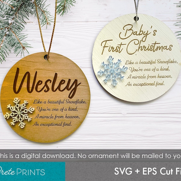 Baby Ornament SVG - Digital download, Baby first  Christmas Ornament cut file, Glowforge Christmas Ornament