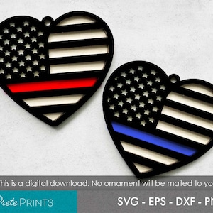 First Responder Ornaments - Thin Blue Line Ornament SVG, Police Officer Ornament, Firefighter Ornament, Glowforge SVG, Glowforge Christmas