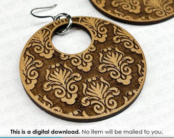 Damask Hoop Earrings SVG – Laser Cut File (Digital Download)
